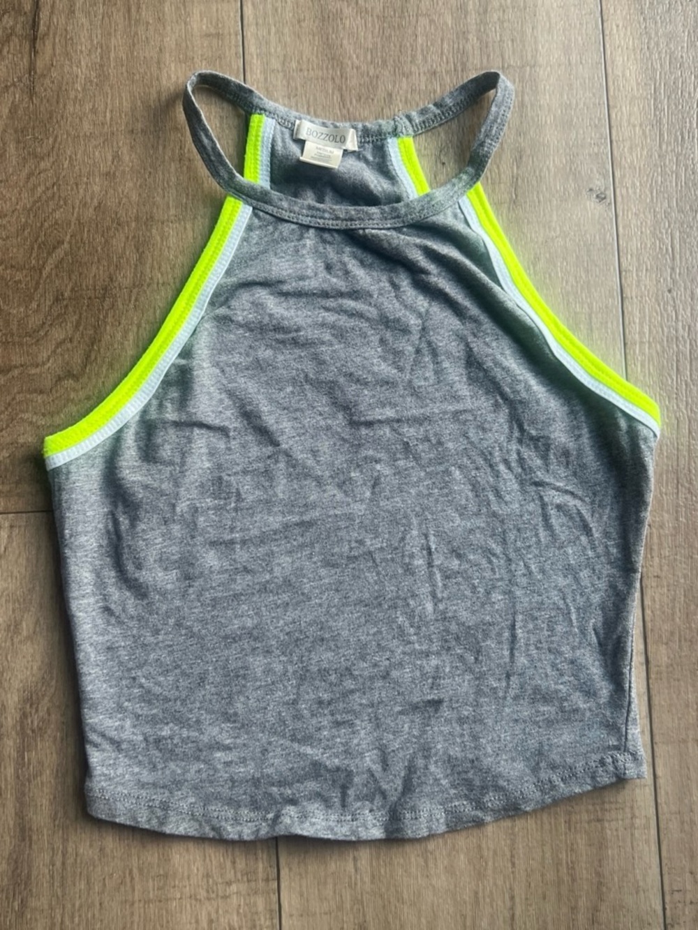 Bozzolo Gray Tank Top with Neon Yellow Trim